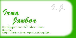 irma jambor business card